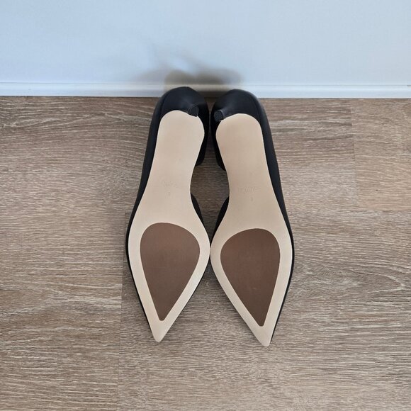 Quince Italian Leather 75mm d’Orsay Pump Black Womens Size 8 New Scratch, No box - Picture 17 of 17